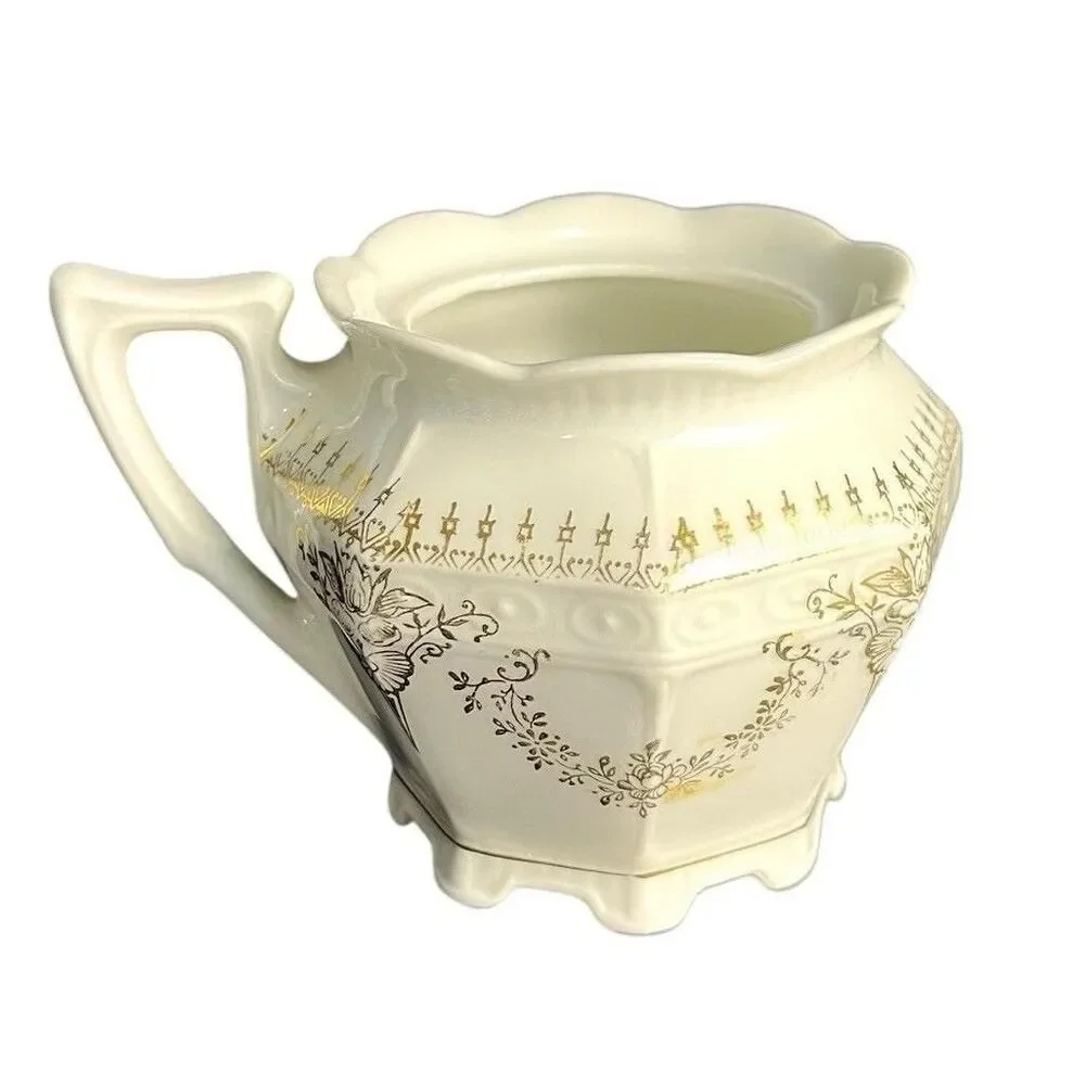Antique Bavarian Porcelain Lidded Sugar Bowl Floral Gold Gilt German China